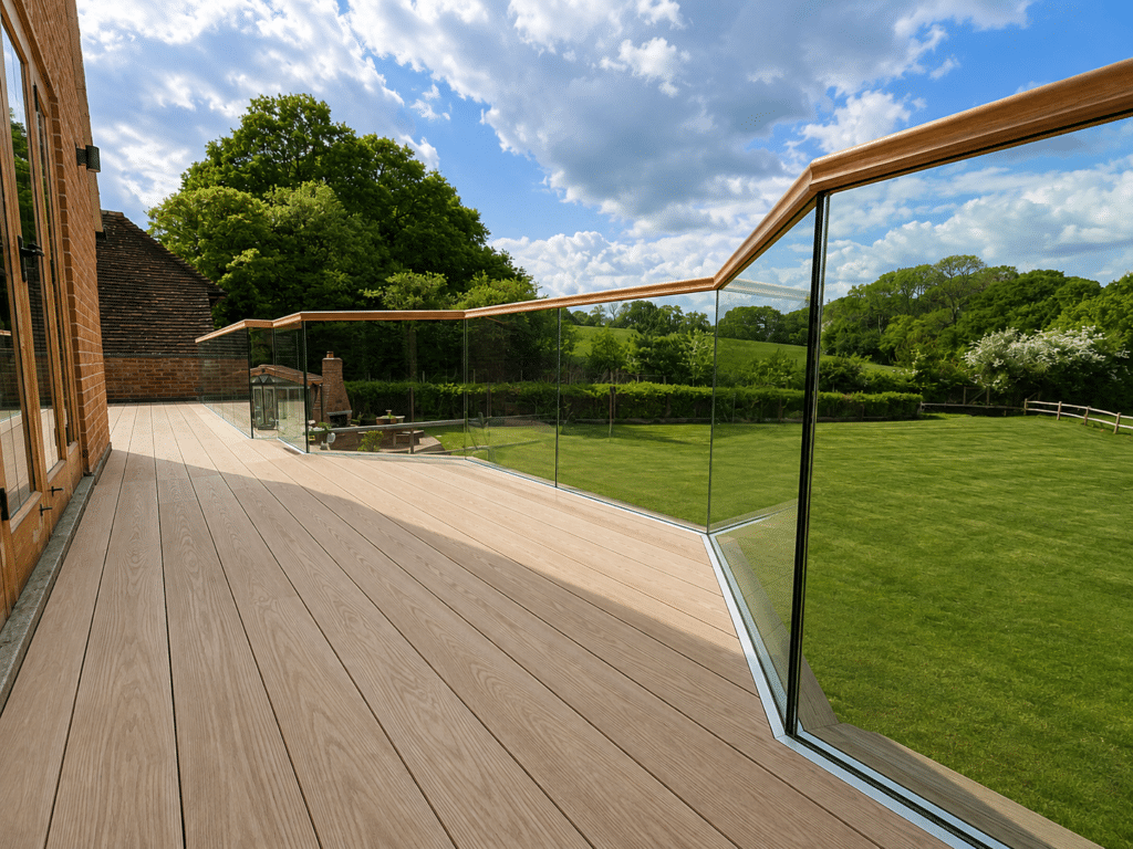 completed non penetrative glass balcony terrace