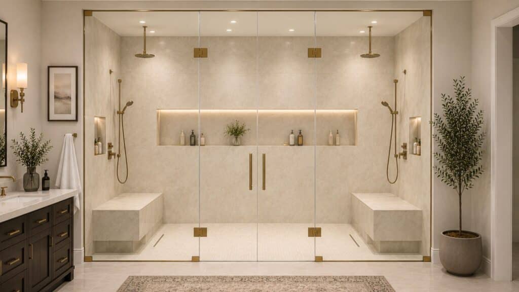 large shower glass doors